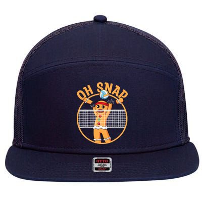 Christmas Volleyball Gingerbread Man Blocker Oh Snap 7 Panel Mesh Trucker Snapback Hat
