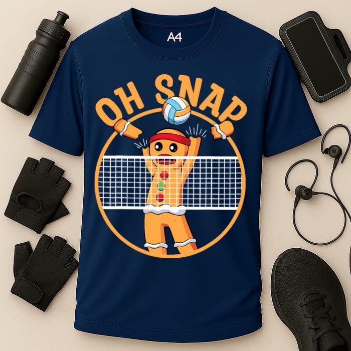 Christmas Volleyball Gingerbread Man Blocker Oh Snap Cooling Performance Crew T-Shirt