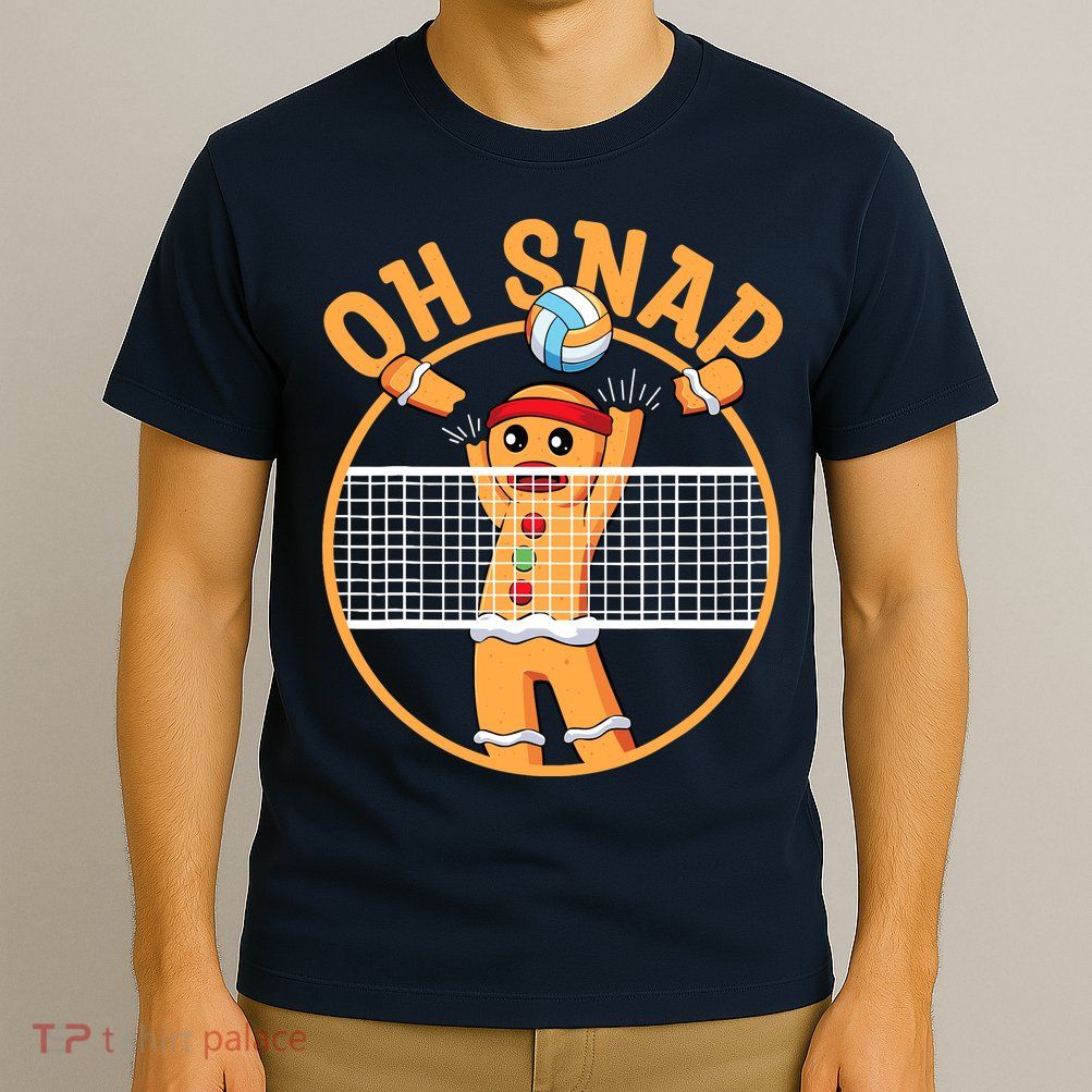 Christmas Volleyball Gingerbread Man Blocker Oh Snap T-Shirt