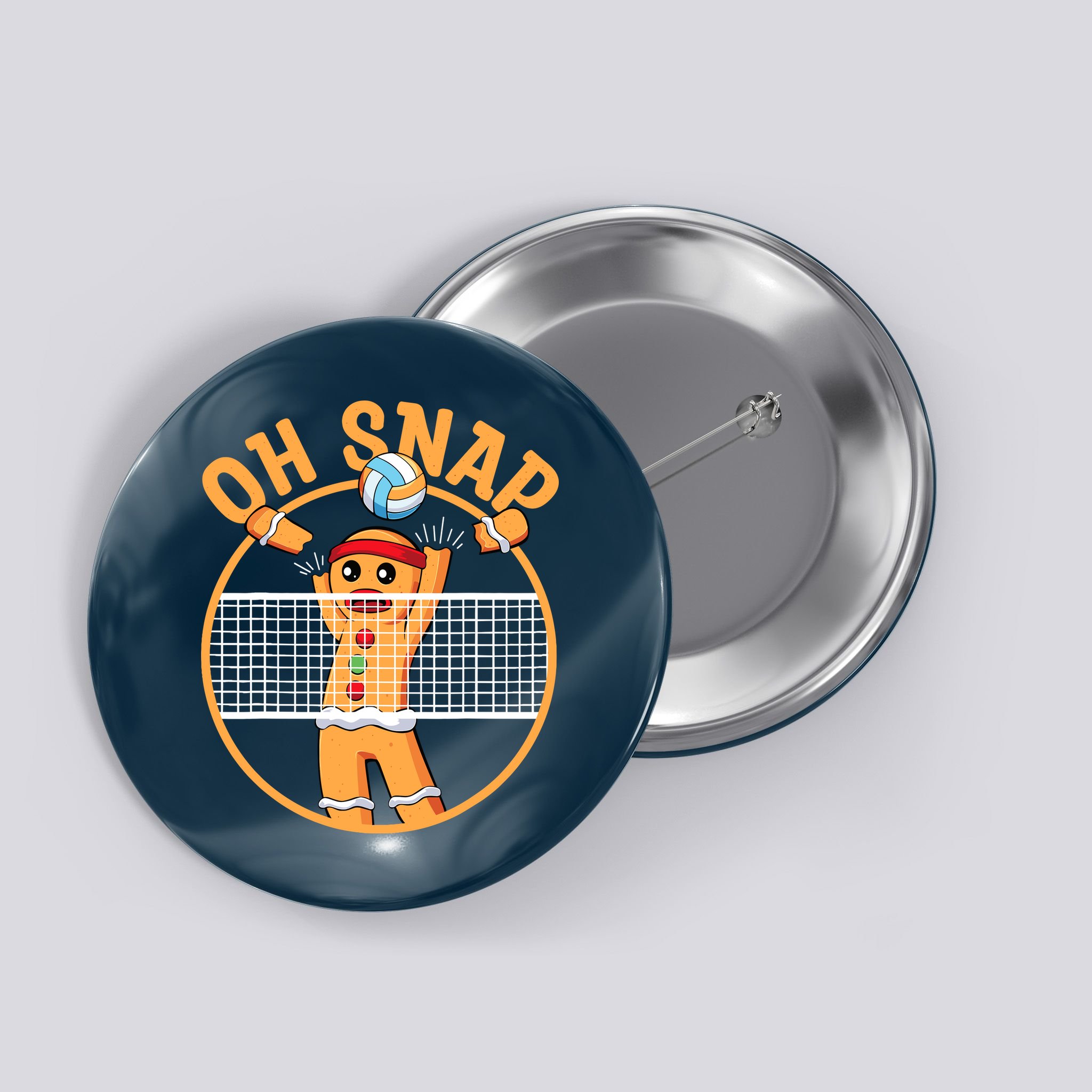 Christmas Volleyball Gingerbread Man Blocker Oh Snap Button