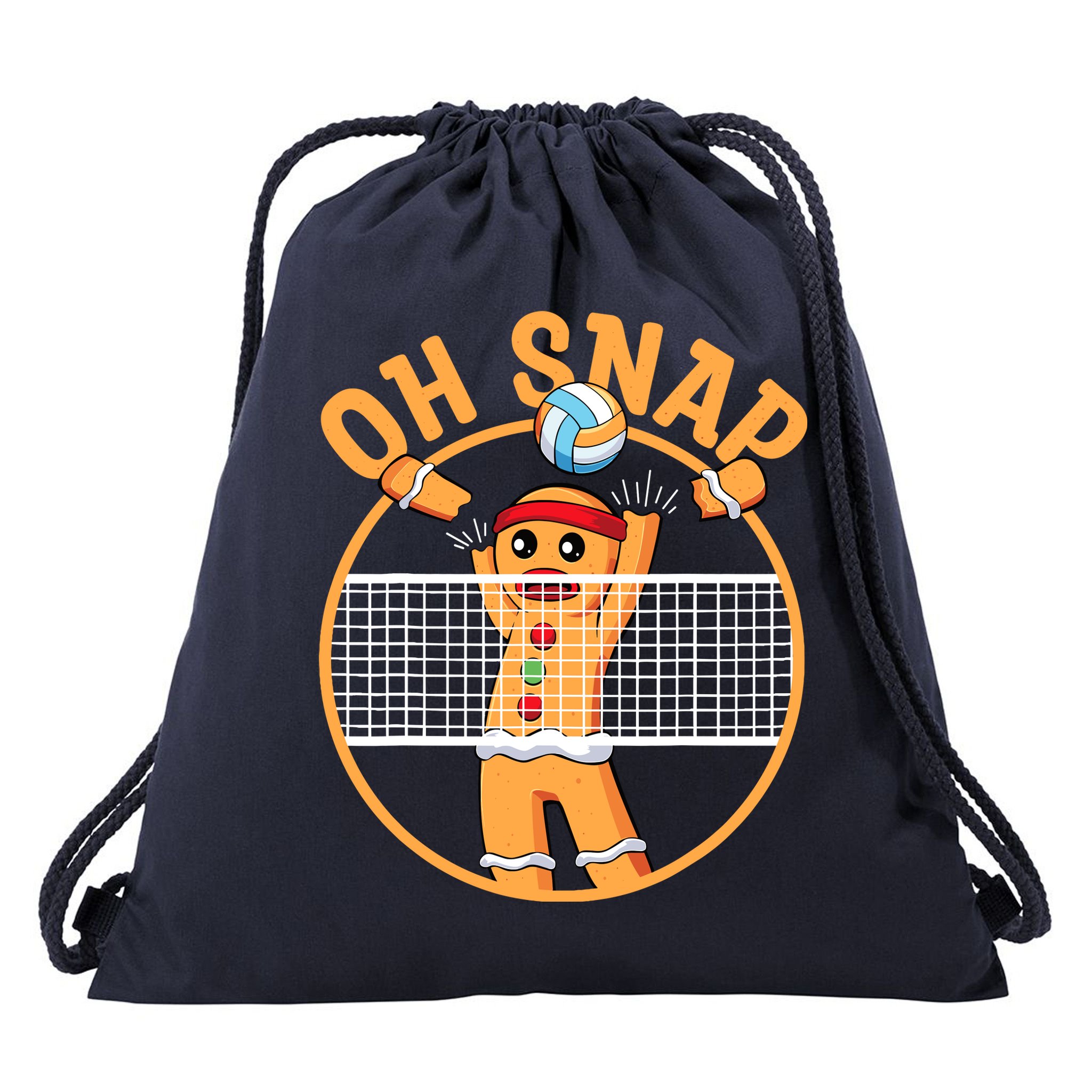 Christmas Volleyball Gingerbread Man Blocker Oh Snap Drawstring Bag