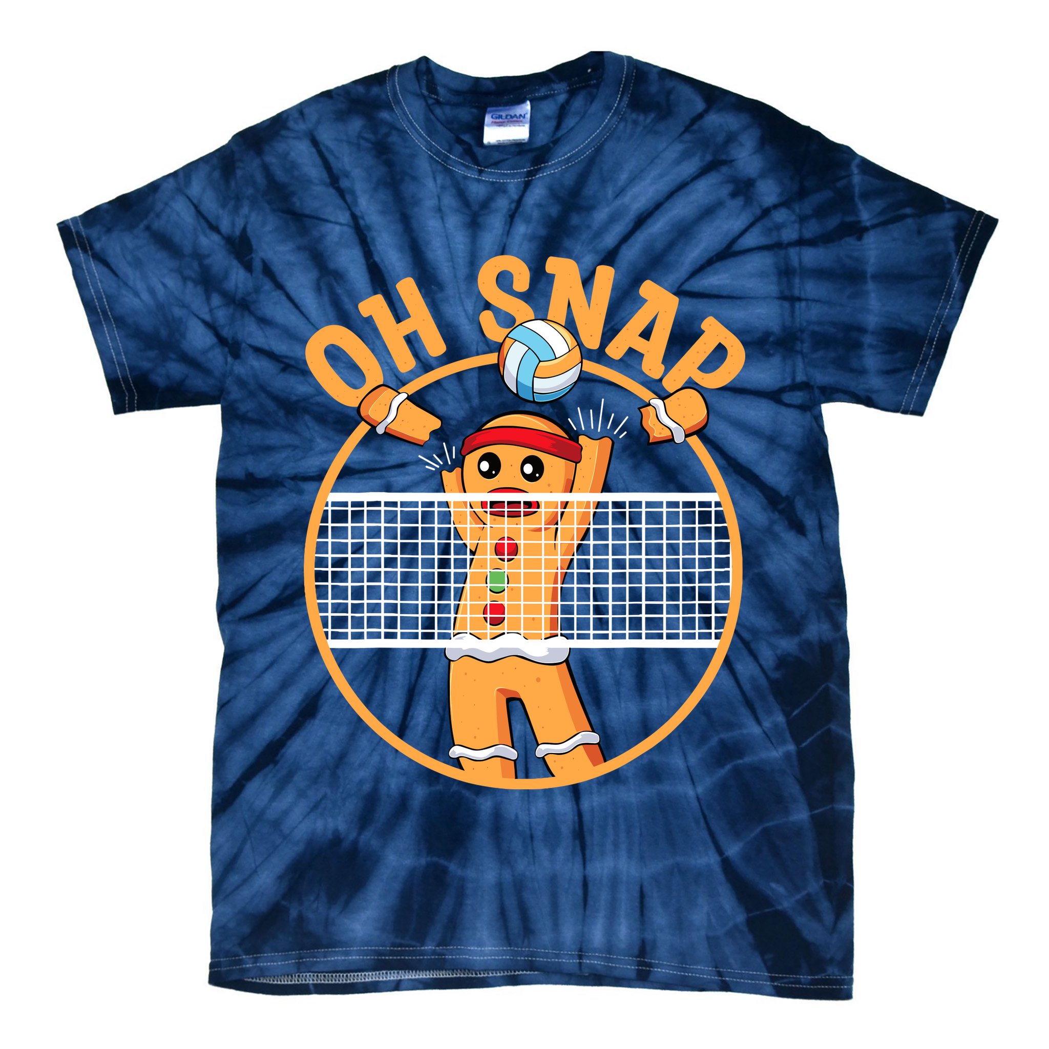 Christmas Volleyball Gingerbread Man Blocker Oh Snap Tie-Dye T-Shirt