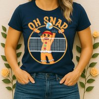 Christmas Volleyball Gingerbread Man Blocker Oh Snap Womens T-Shirt