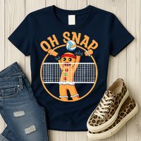 Christmas Volleyball Gingerbread Man Blocker Oh Snap Womens T-Shirt