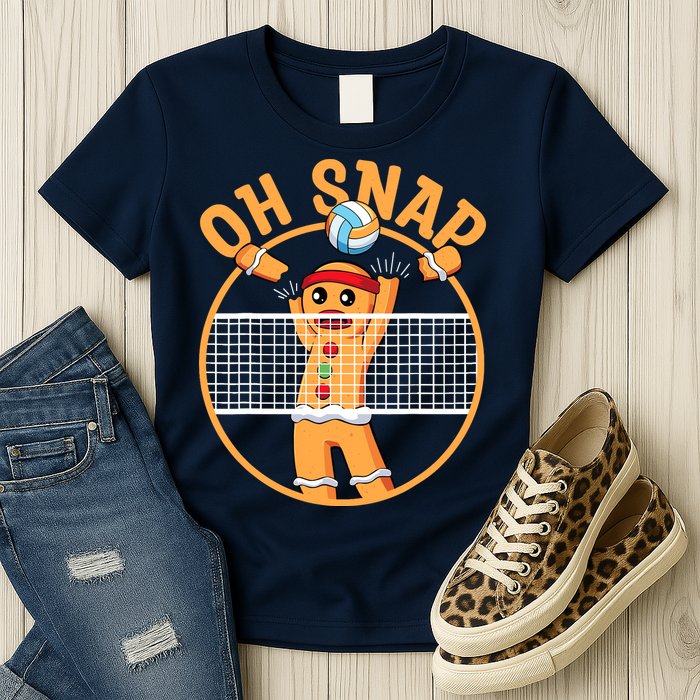 Christmas Volleyball Gingerbread Man Blocker Oh Snap Womens T-Shirt