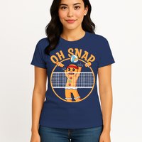 Christmas Volleyball Gingerbread Man Blocker Oh Snap Womens T-Shirt