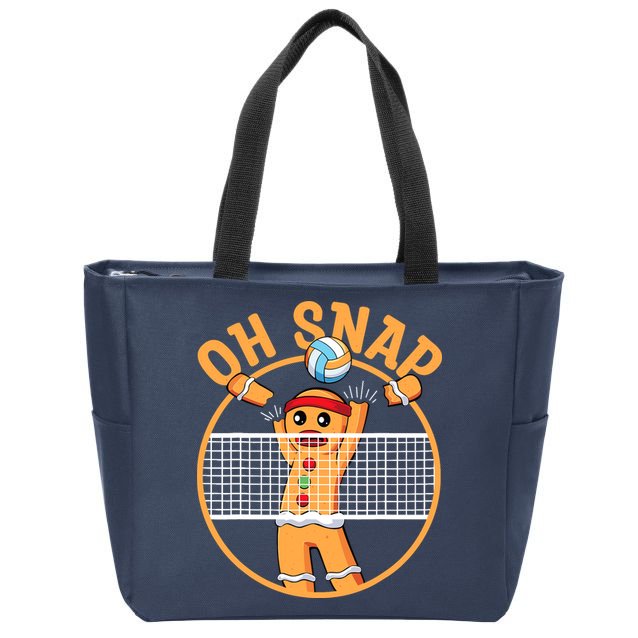Christmas Volleyball Gingerbread Man Blocker Oh Snap Zip Tote Bag