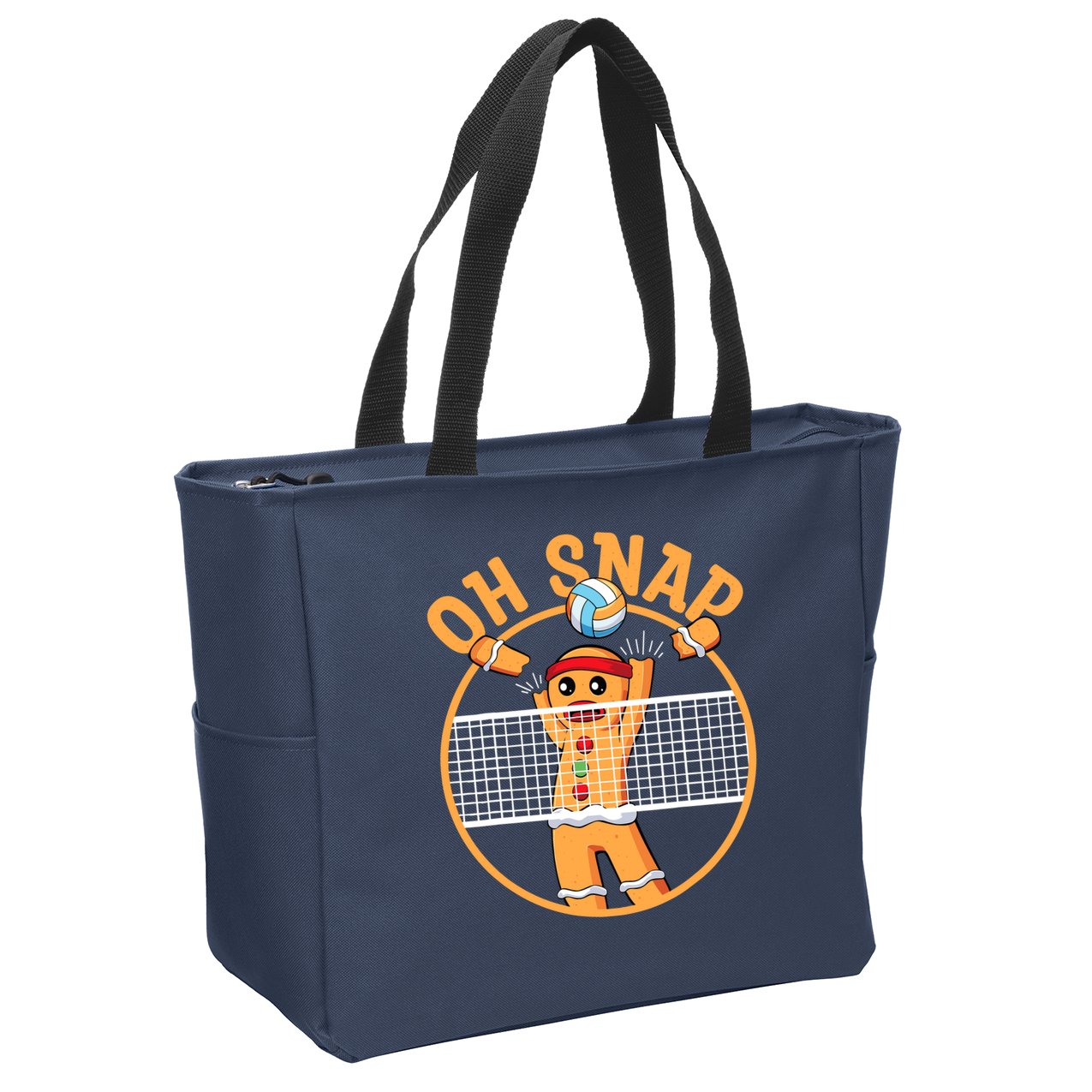 Christmas Volleyball Gingerbread Man Blocker Oh Snap Zip Tote Bag
