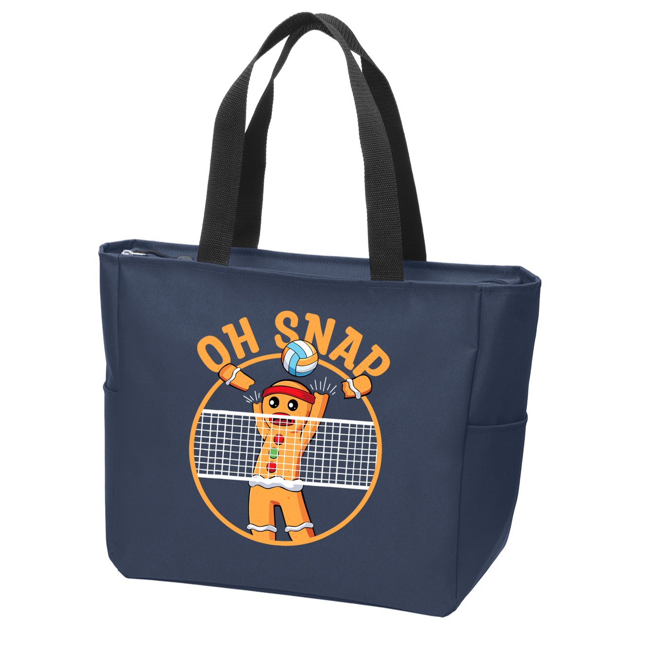 Christmas Volleyball Gingerbread Man Blocker Oh Snap Zip Tote Bag
