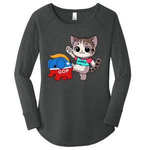 Cat Vs. Gop Elephant Kamala Harris Anti Trump Anti Maga Women's Perfect Tri Tunic Long Sleeve Shirt