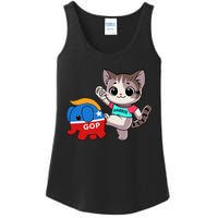 Cat Vs. Gop Elephant Kamala Harris Anti Trump Anti Maga Ladies Essential Tank