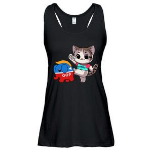 Cat Vs. Gop Elephant Kamala Harris Anti Trump Anti Maga Ladies Essential Flowy Tank