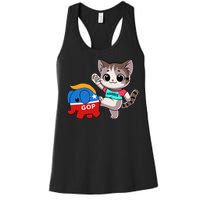 Cat Vs. Gop Elephant Kamala Harris Anti Trump Anti Maga Women's Racerback Tank