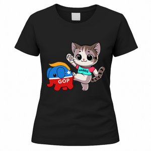 Cat Vs. Gop Elephant Kamala Harris Anti Trump Anti Maga Women's T-Shirt