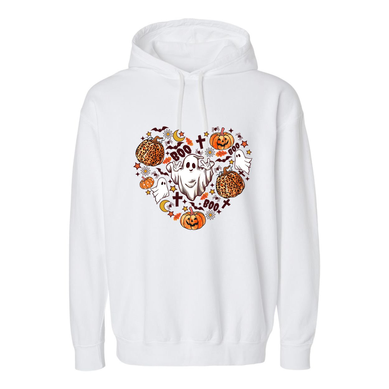 Cute Vintage Graphic Halloween Party Halloween Doodles Heart Garment-Dyed Fleece Hoodie