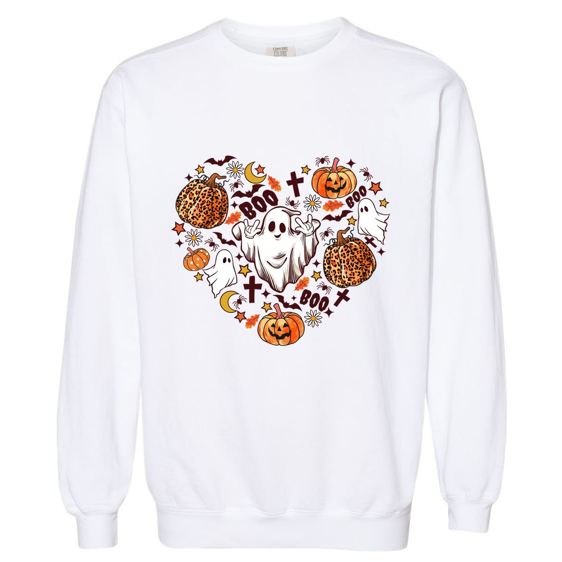 Cute Vintage Graphic Halloween Party Halloween Doodles Heart Garment-Dyed Sweatshirt