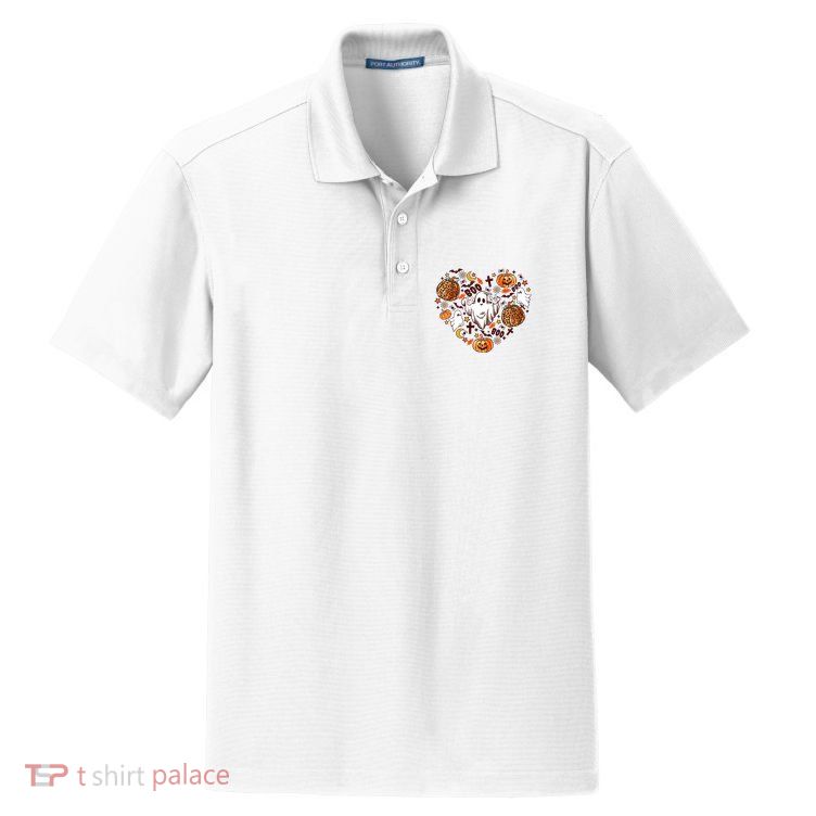 Cute Vintage Graphic Halloween Party Halloween Doodles Heart Dry Zone Grid Polo