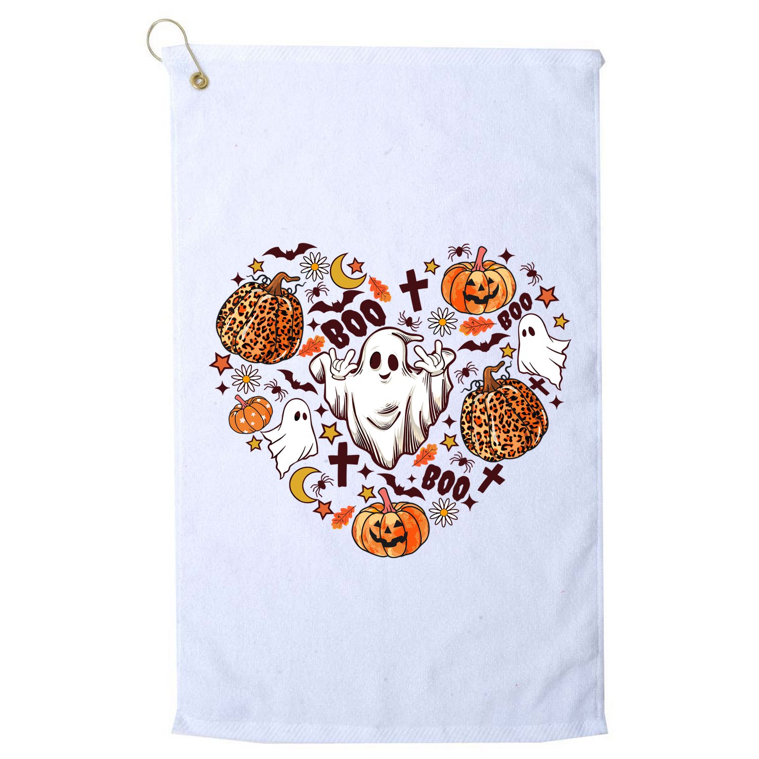 Cute Vintage Graphic Halloween Party Halloween Doodles Heart Golf Towel
