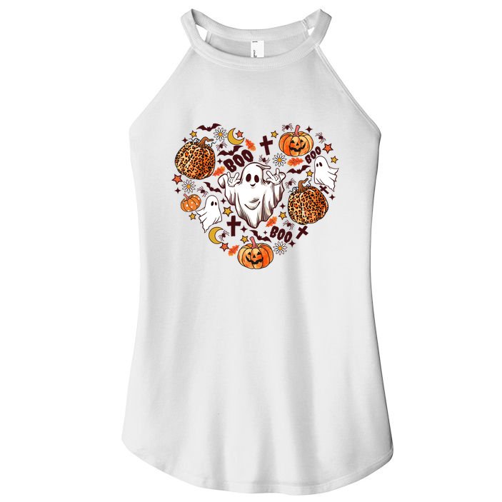 Cute Vintage Graphic Halloween Party Halloween Doodles Heart Women's Perfect Tri Rocker Tank