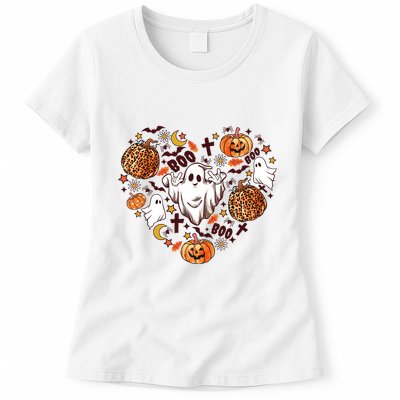 Cute Vintage Graphic Halloween Party Halloween Doodles Heart Womens T-Shirt