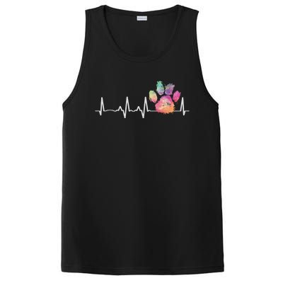 Cute Veterinarian Gift Rainbow Paw Print Heartbeat Vet Tech Gift PosiCharge Competitor Tank