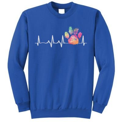 Cute Veterinarian Gift Rainbow Paw Print Heartbeat Vet Tech Gift Sweatshirt