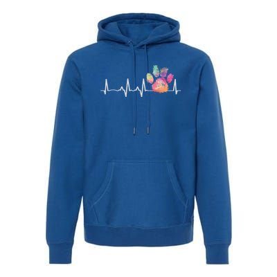 Cute Veterinarian Gift Rainbow Paw Print Heartbeat Vet Tech Gift Premium Hoodie