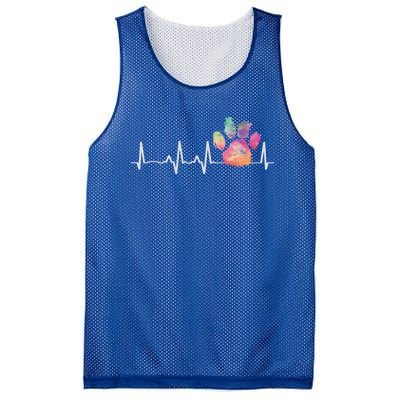 Cute Veterinarian Gift Rainbow Paw Print Heartbeat Vet Tech Gift Mesh Reversible Basketball Jersey Tank