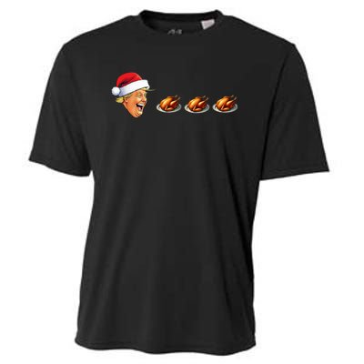 Christmas Video Game Trump Face Eating Turkey Gamer Cooling Performance Crew T-Shirt