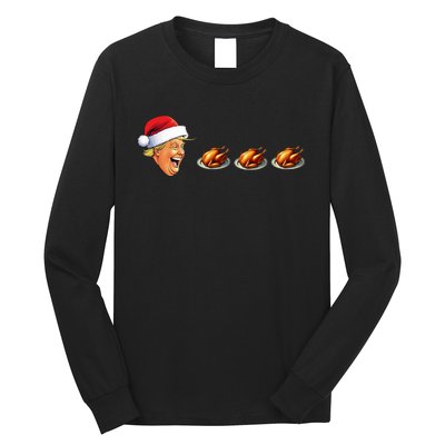 Christmas Video Game Trump Face Eating Turkey Gamer Long Sleeve Shirt