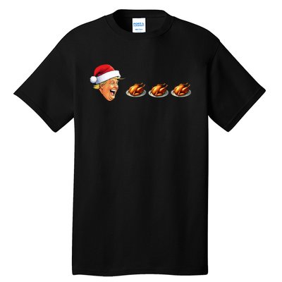 Christmas Video Game Trump Face Eating Turkey Gamer Tall T-Shirt