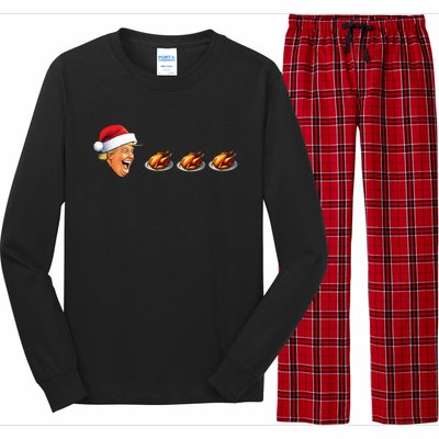 Christmas Video Game Trump Face Eating Turkey Gamer Long Sleeve Pajama Set