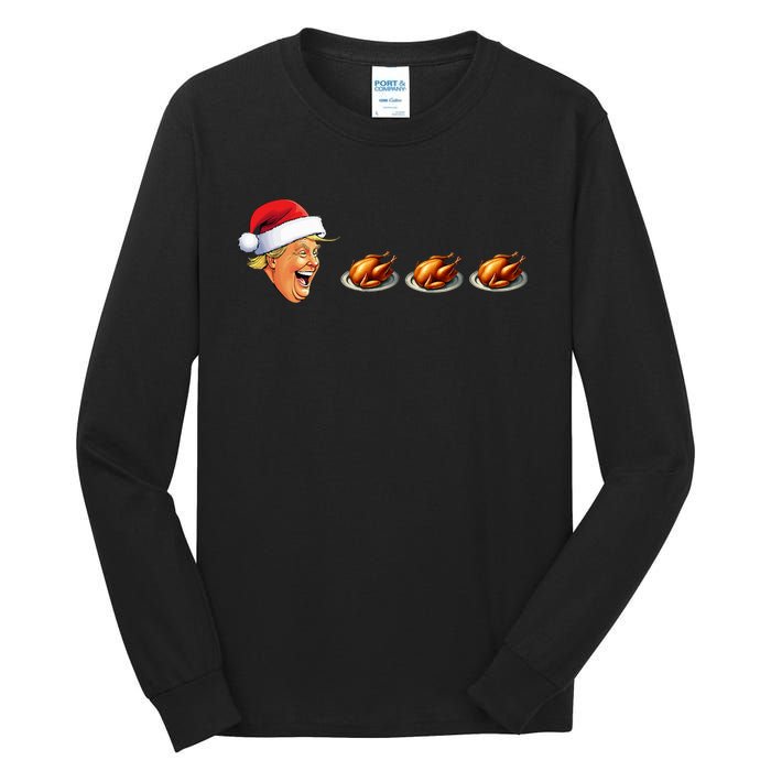 Christmas Video Game Trump Face Eating Turkey Gamer Tall Long Sleeve T-Shirt