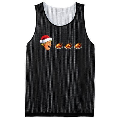 Christmas Video Game Trump Face Eating Turkey Gamer Mesh Reversible Basketball Jersey Tank