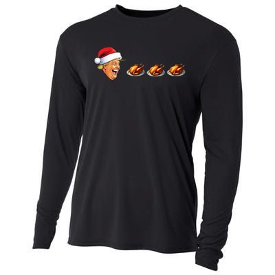 Christmas Video Game Trump Face Eating Turkey Gamer Cooling Performance Long Sleeve Crew