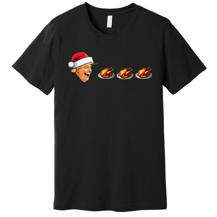 Christmas Video Game Trump Face Eating Turkey Gamer Premium T-Shirt