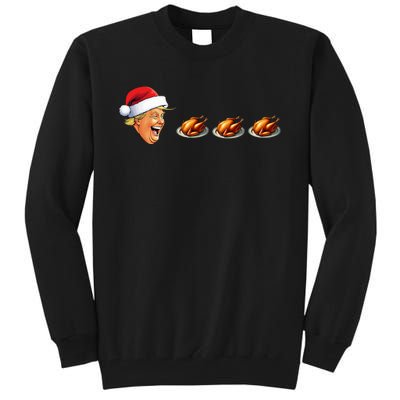 Christmas Video Game Trump Face Eating Turkey Gamer Tall Sweatshirt