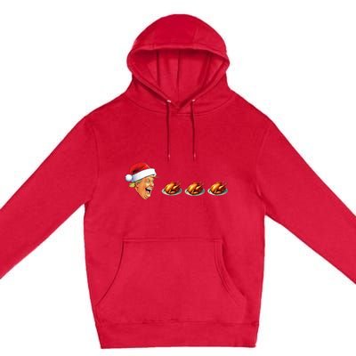 Christmas Video Game Trump Face Eating Turkey Gamer Premium Pullover Hoodie