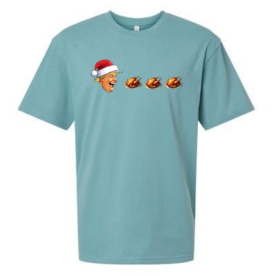 Christmas Video Game Trump Face Eating Turkey Gamer Sueded Cloud Jersey T-Shirt