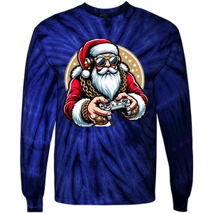 Christmas Video Game Santa Gamer Xmas Tie-Dye Long Sleeve Shirt