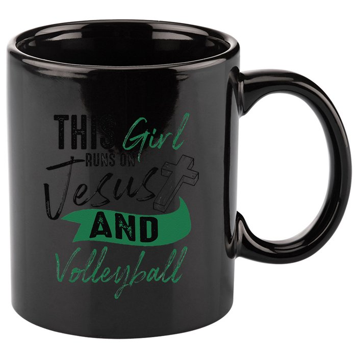 Cool Volleyball Gifts For Funnyn Girl Run On Jesus 11oz C Handle Ceramic Mug