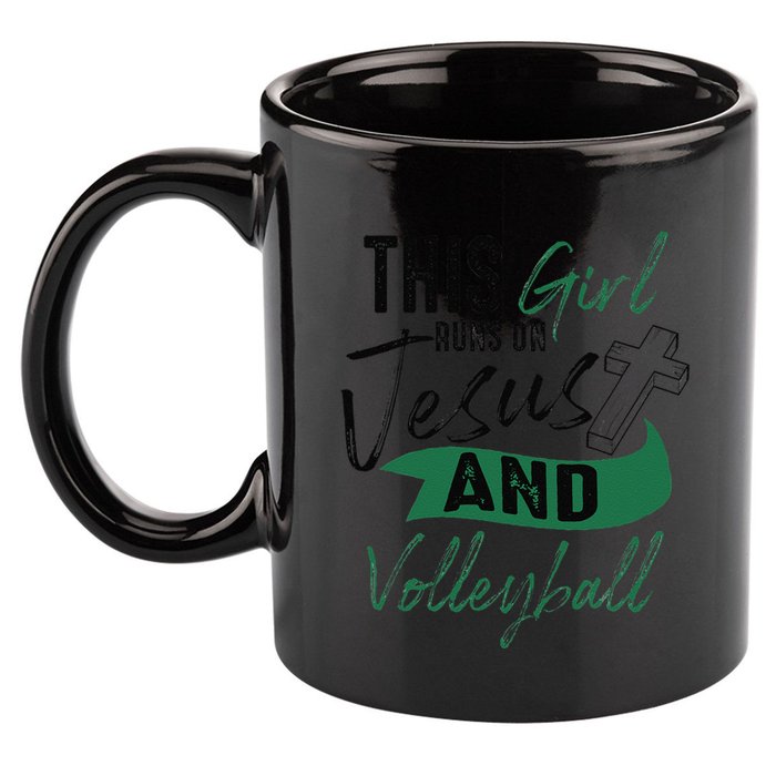 Cool Volleyball Gifts For Funnyn Girl Run On Jesus 11oz C Handle Ceramic Mug
