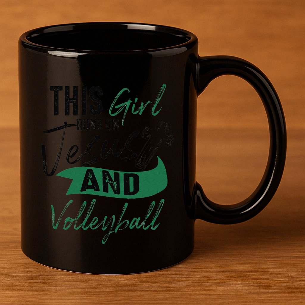 Cool Volleyball Gifts For Funnyn Girl Run On Jesus 11oz C Handle Ceramic Mug