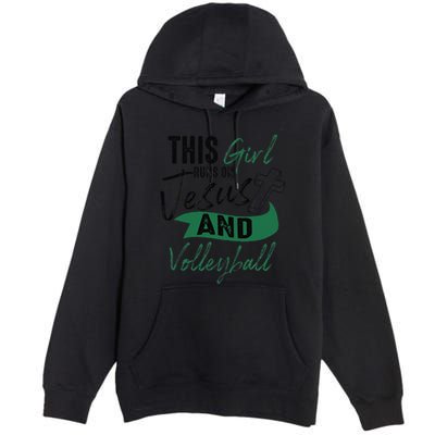 Cool Volleyball Gifts For Funnyn Girl Run On Jesus Premium Pullover Hoodie
