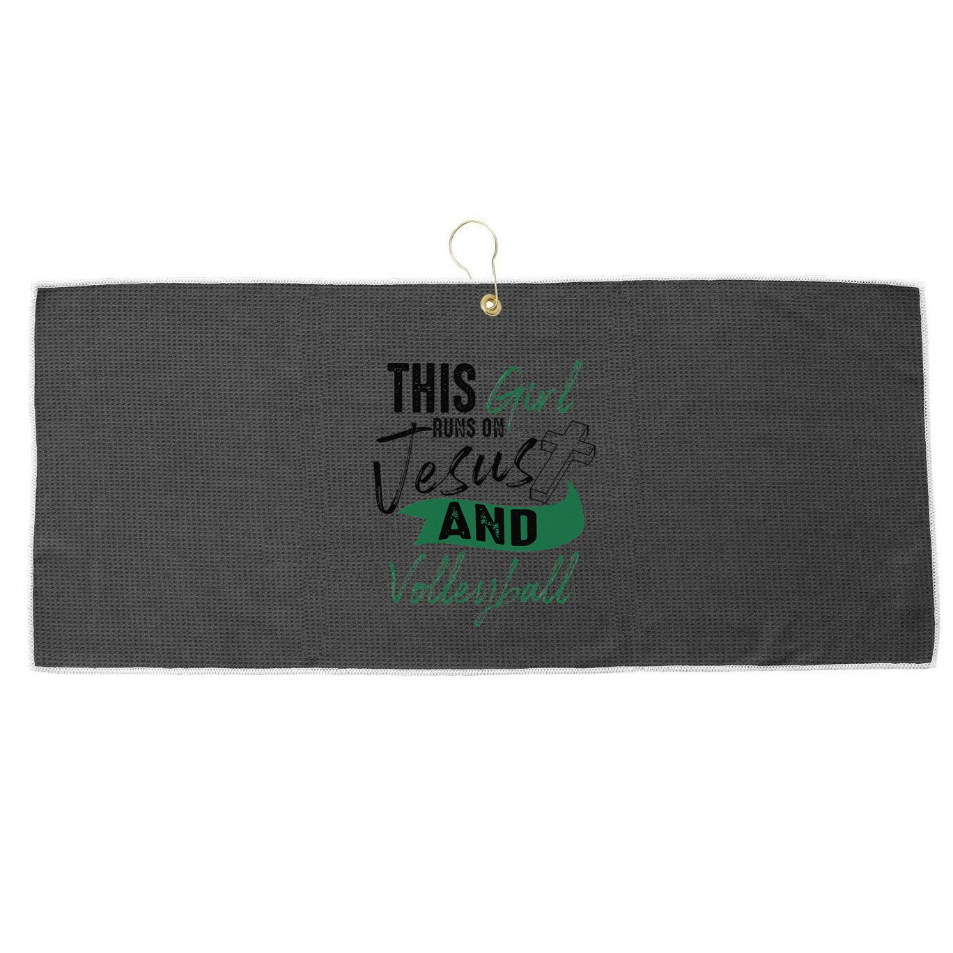 Cool Volleyball Gifts For Funnyn Girl Run On Jesus Large Microfiber Waffle Golf Towel