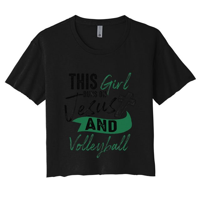 Cool Volleyball Gifts For Funnyn Girl Run On Jesus Crop Top