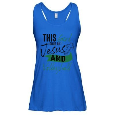 Cool Volleyball Gifts For Funnyn Girl Run On Jesus Ladies Essential Flowy Tank