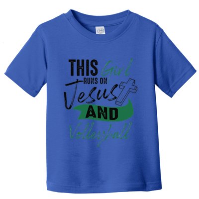 Cool Volleyball Gifts For Funnyn Girl Run On Jesus Toddler T-Shirt