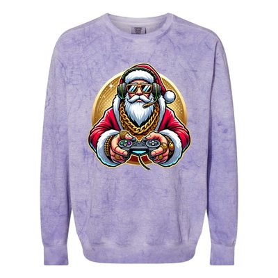 Christmas Video Game Santa Gamer Xmas Gift Colorblast Crewneck Sweatshirt