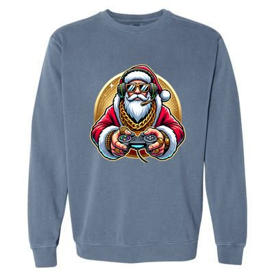 Christmas Video Game Santa Gamer Xmas Gift Garment-Dyed Sweatshirt